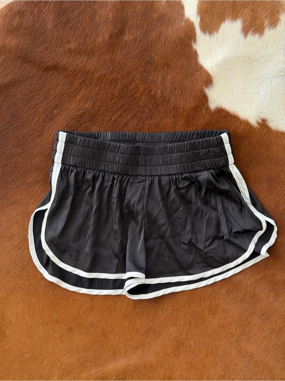 Lioness black satin track shorts size XXS